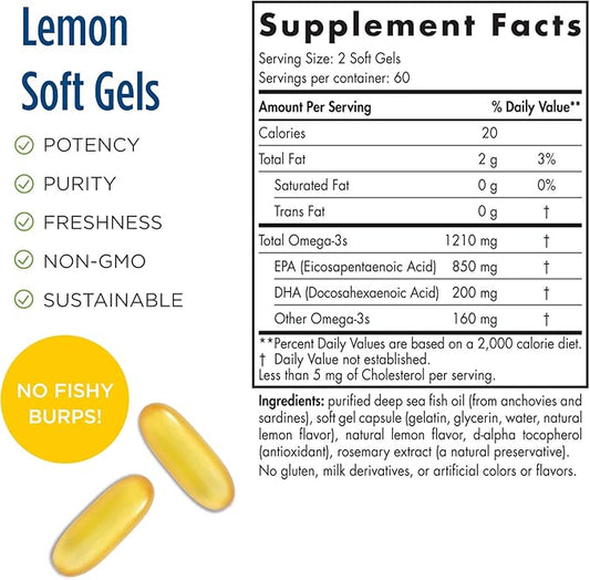 Nordic Naturals ProEPA, Lemon 120 Soft 1210 mg Omega-3 - 60 Servings