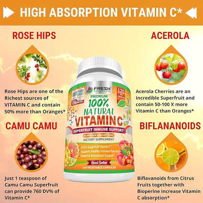 Natural Vitamin C 100% from 500mg - 120 Capsules