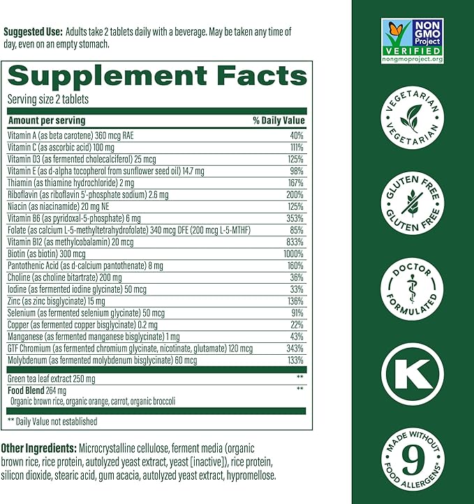 MegaFood Women's 55+ Advanced Multivitamin for Women D3, Vitamin B12, Biotin 120 Tabs (60 Servings)