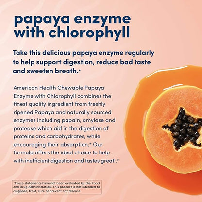 American Health Papaya Enzyme with Chlorophyll 600 Count (200 Total