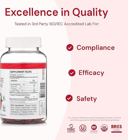 Pomegranate Fiber Gummies 100mg 90 Gummies
