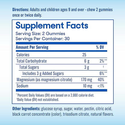 SlowMag Magnesium Citrate Gummies - Supports Muscle Health, Recovery & Relaxation, Natural Berry Flavored, 60 Count Pack of 2
