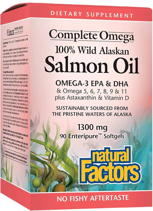 NATURAL FACTORS Wild Alask Salmon Oil, 90 CT