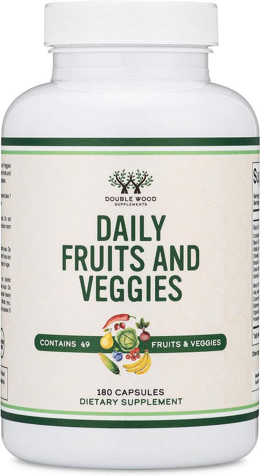 Fruits and Veggies Supplement (Daily Blend 49 Different 23 Veggies 29 Fruits) 1,500mg Servings, 180 Capsules