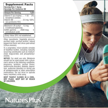 Natures Plus Melatonin Lipoceutical Spray 1.5 mg, 2 fl B6 and 80 Servings