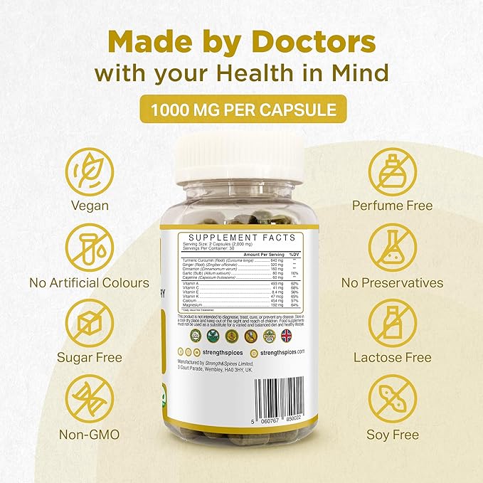 Strength & Spices Bone, Muscle & 100% Natural 28 Ingredients 60 Vegan 1000mg Capsules