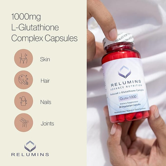 Relumins L Glutathione Complex Skin Supplement 1000mg Reduced 30 Veggie 1 Bottle