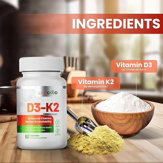 LIVEGOOD™ Vitamin D3 + K2 All 60 Capsules