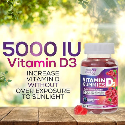 Vitamin D3 Gummies Extra Strength 5000 (125 mcg) 120 Gummies
