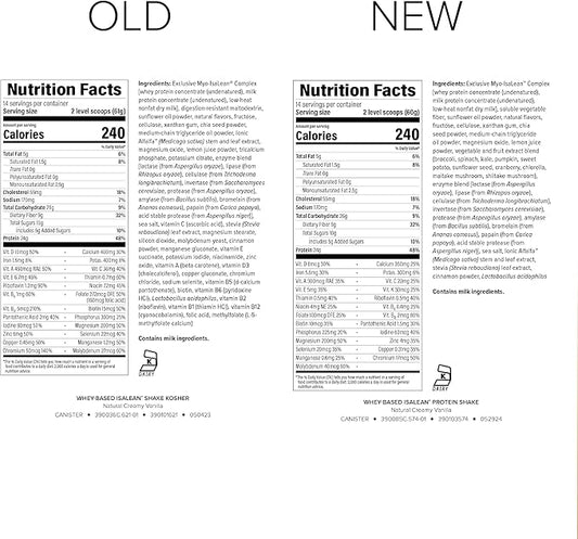 IsaLean Protein Shake - Complete Superfood Meal Replacement for Maintaining Healthy Weight and Lean Muscle Growth with 24 Vitamins and Minerals - 27.2 oz - 14 Meal Canister (Natural Creamy Vanilla) - Canister