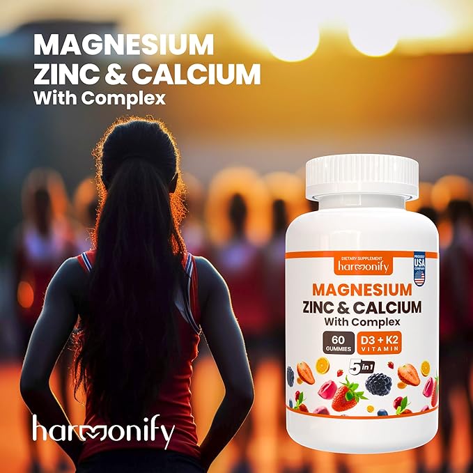 Magnesium Calcium Zinc with Vitamin D3 K2 Gummies, 30 Days