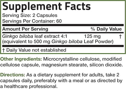 Bronson Ginkgo Biloba Extra Supports Brain 120 Vegetarian