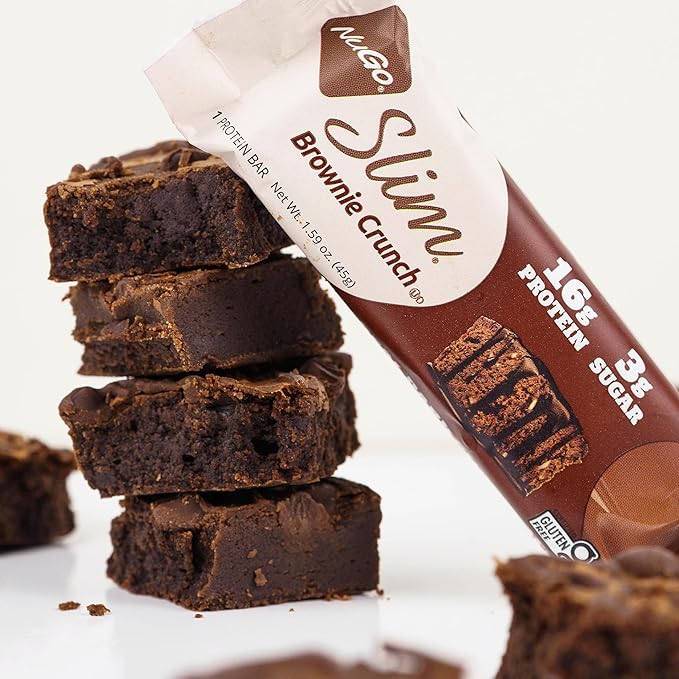 NuGo Slim Variety - Brownie Crunch 12 Bars & Raspberry Truffle 12 Bars, Low Net Carb, Keto Friendly, Gluten Free, 24 Count