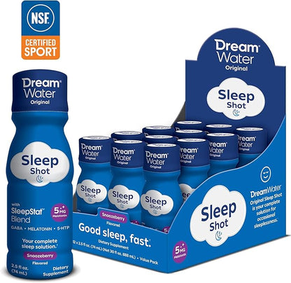 Dream Water Sleep Aid Supplement Drink; 5mg, GABA, 5-HTP; Zero 2.5 oz 12-Count