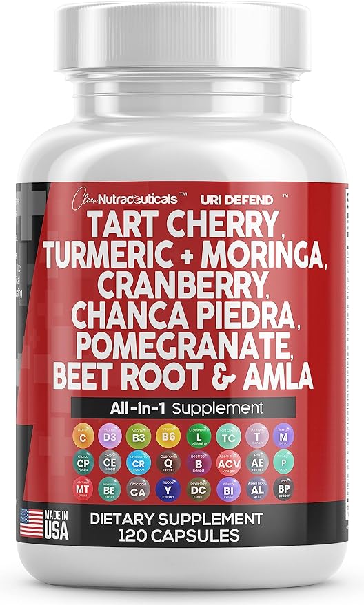 Clean Nutraceuticals Tart Cherry Extract Capsules 20,000mg with 8000mg Moringa 4000mg Cranberry 2000mg Chanca 120 Ct