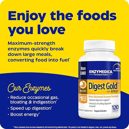 Enzymedica Digest Gold + ATPro, Maximum 14 Key 120 Capsules