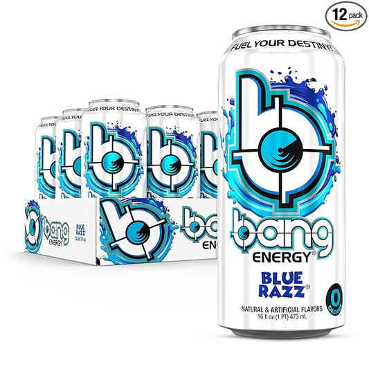 Bang Energy Blue Razz, Sugar-Free Energy Drink, 16-Ounce (Pack of 12)