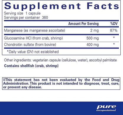 Pure Encapsulations Glucosamine Chondroitin with Manganese 360 Capsules