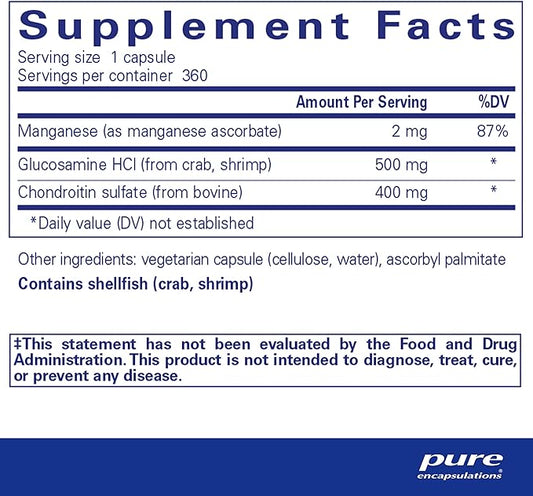 Pure Encapsulations Glucosamine Chondroitin with Manganese 360 Capsules