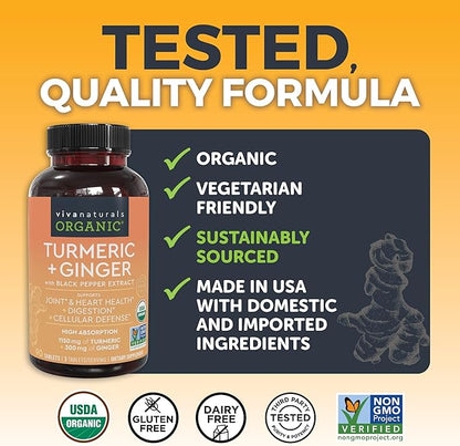 Organic Turmeric and Ginger Tablets, 90 Count