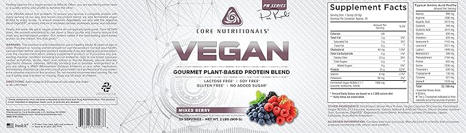 Core Nutritionals Platinum Vegan Gourmet Plant-Based 21 Grams 29 Servings