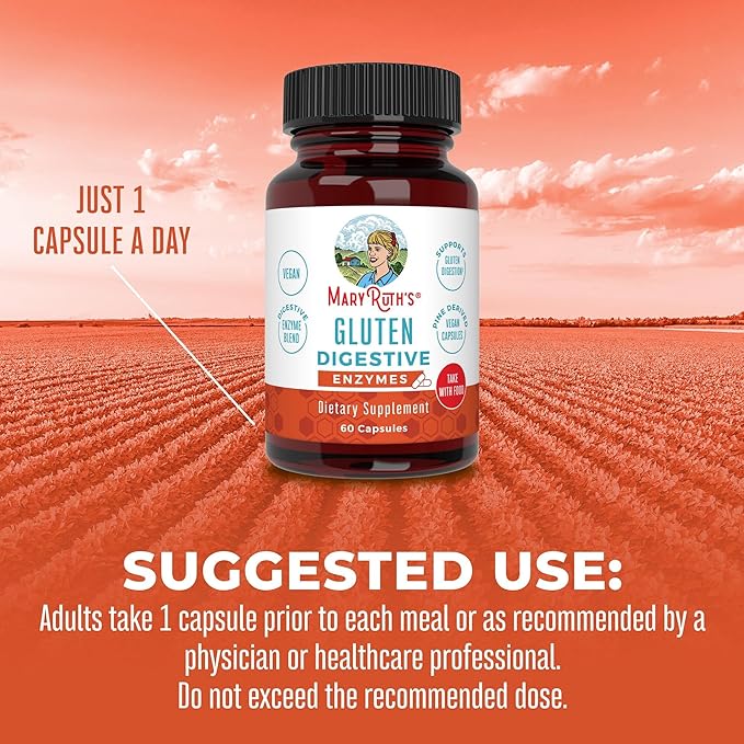 MaryRuth Organics Gluten Enzymes Capsules 2 Month 60 Count