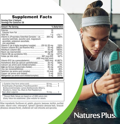 NaturesPlus Hema-Plex Iron - 60 Fast-Acting Softgels - 3 Pack - 85 mg Iron + Vitamin C & Bioflavonoids for Healthy Red Blood Cells - Vegan, Gluten Free - 60 Total Servings