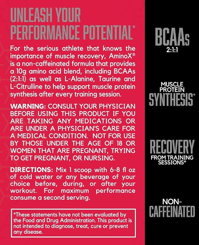 BSN Amino X Muscle Recovery & Endurance Powder with BCAAs, Intra Workout Support, 10 Grams of Amino Acids, Keto Friendly, Caffeine Free, Flavor: Fruit Punch, 70 Servings (Packaging May Vary)