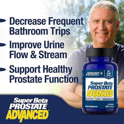 Advanced – Promote Sleep, Support Bladder Emptying. Prostate Support Supplement for Men's Health with Beta Sitosterol, not Saw Palmetto. (240 Caplets, 4-Pack)