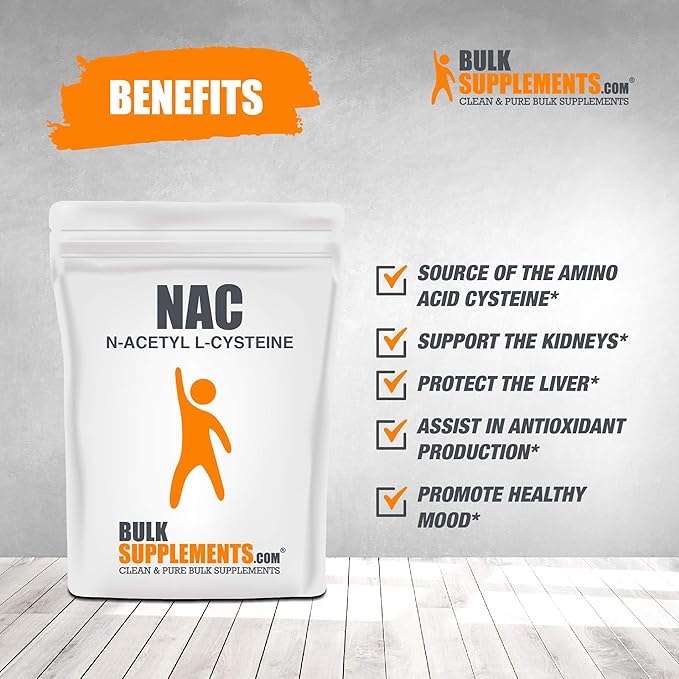 BulkSupplements.com NAC Powder 600mg, NAC 600mg per 416 Servings, 250g (8.8 (8.8 oz) 1)