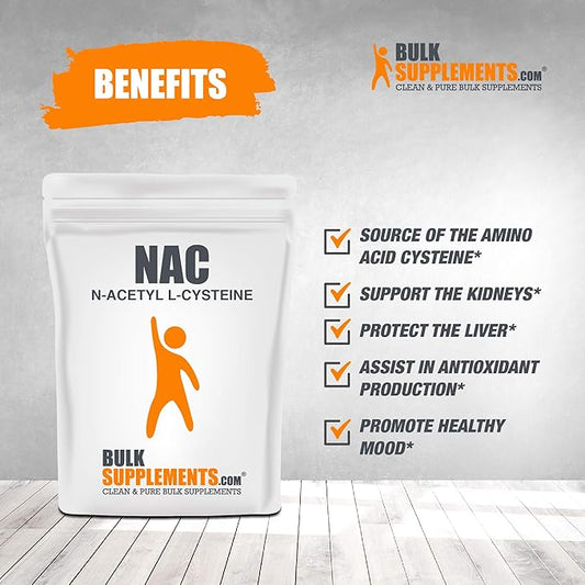 BulkSupplements.com NAC Powder 600mg, NAC 600mg per 416 Servings, 250g (8.8 (8.8 oz) 1)