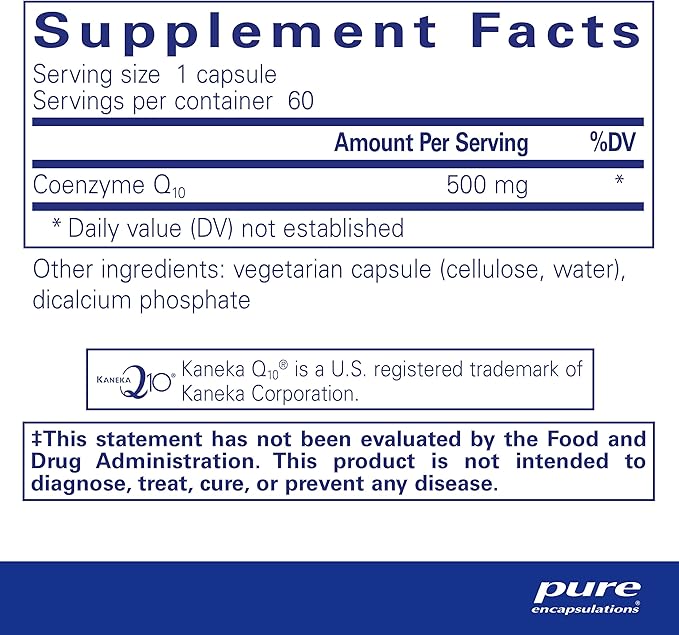 Pure Encapsulations CoQ10 500 mg Q10 Supplement 60 Capsules