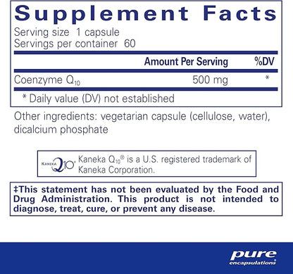 Pure Encapsulations CoQ10 500 mg Q10 Supplement 60 Capsules