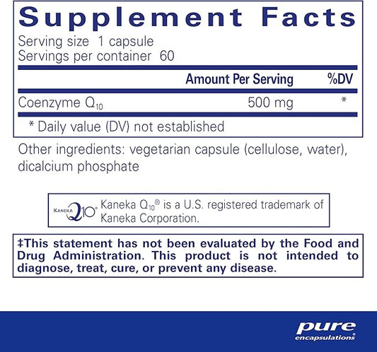 Pure Encapsulations CoQ10 500 mg Q10 Supplement 60 Capsules