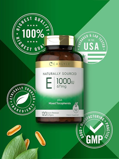 Carlyle Vitamin E Plus Mixed Tocopherols 1000 IU (671mg) | 120 Softgels