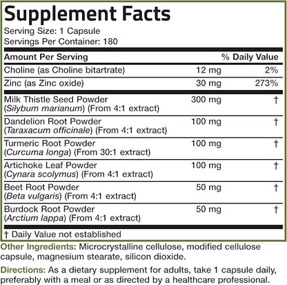 Bronson Liver Detox Advanced Detox & Cleansing Formula Supports Health Liver Function with Milk Thistle, Dandelion Root, Turmeric, Artichoke Leaf & More, Non-GMO, 180 Vegetarian Capsules