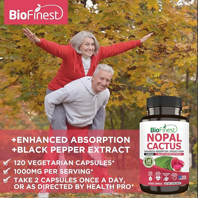 Nopal Cactus 1000mg Supplement, Prickly Pear (120 Veg.