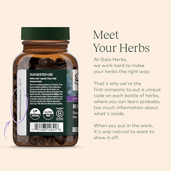 Gaia Herbs Rhodiola Rosea 120 Vegan (60-Day Supply)