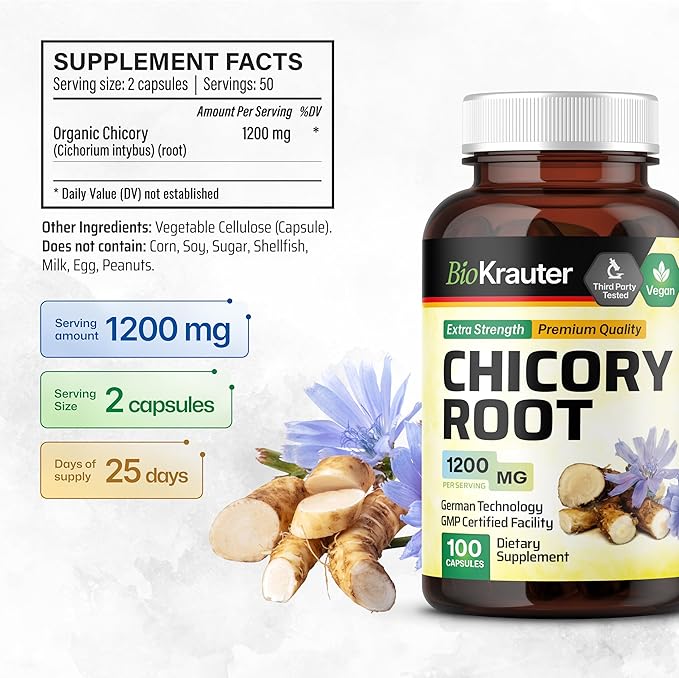 Chicory Fiber Supplement 1200 mg 100 Vegan