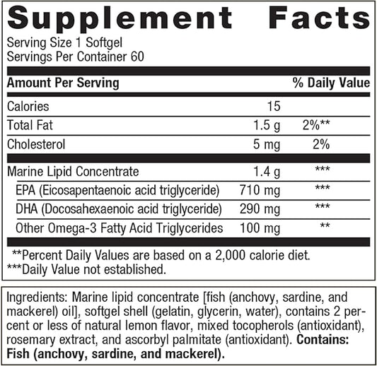 Metagenics OmegaGenics Fish Oil EPA-DHA 1000 Omega-3 Fish 60 Softgels