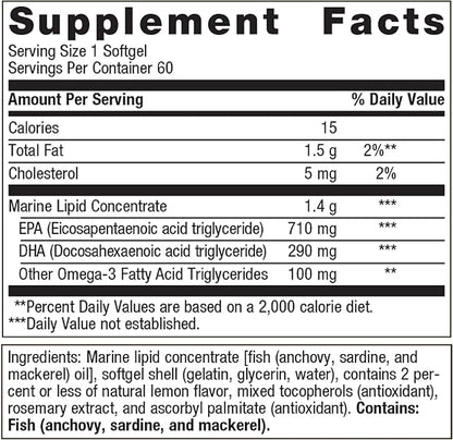 Metagenics OmegaGenics Fish Oil EPA-DHA 1000 - Omega-3 Fish Oil Supplement - for Heart Health, Musculoskeletal Health & Immune System Health* - with DHA & EPA - 120 Softgels