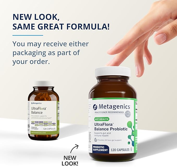 Metagenics UltraFlora Balance Probiotic - Daily Gut Health Supplement* - Offers Digestive & Immune System Support* - Vegetarian, Non-GMO & Gluten-Free - 120 Capsules