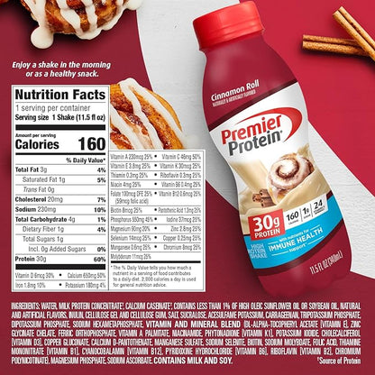 Premier Protein Shake, 30g Protein, 1g Sugar,24 Vitamins&Minerals Roll,11.5 fl 12
