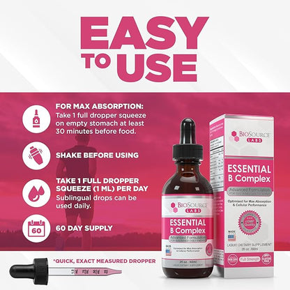 Essential B Complex B12 (2oz (2oz / 60ml Bottle) 60-Day Supply