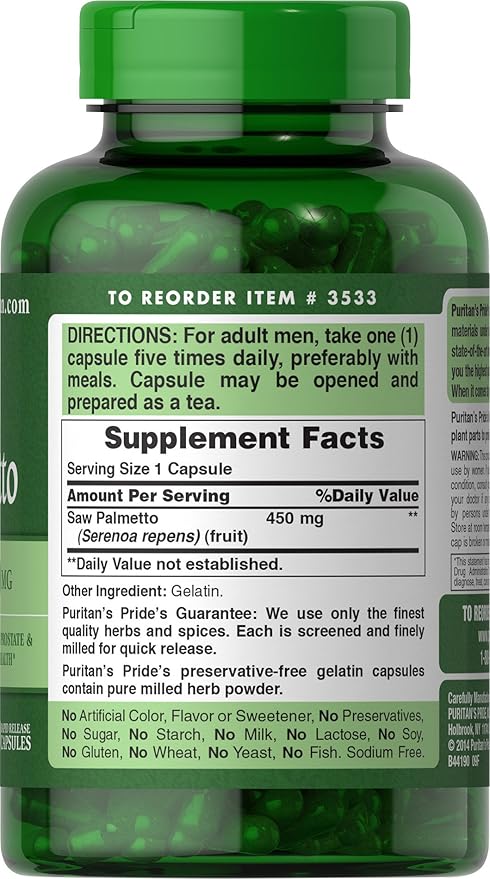 Puritan's Pride Saw Palmetto 450 Mg, 200 Count