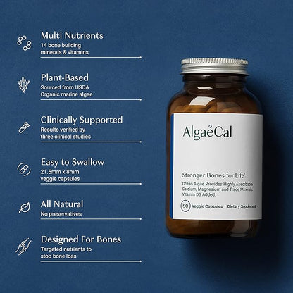 ALGAECAL - Plant Based Calcium Supplement D3 (1000 (1000 IU) 13 Minerals 90 Veggie 3 Month