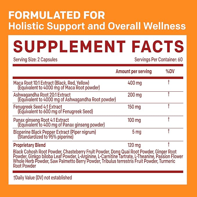 (2-Pack) 19-in-1 Peruvian Maca Root Capsules 9125 mg (240ct)
