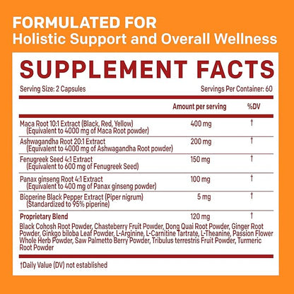 (2-Pack) 19-in-1 Peruvian Maca Root Capsules 9125 mg (240ct)