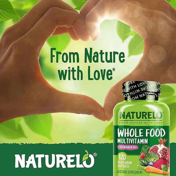 NATURELO Whole Food Multivitamin for Women 50+ (Iron 50 - 120 Vegan