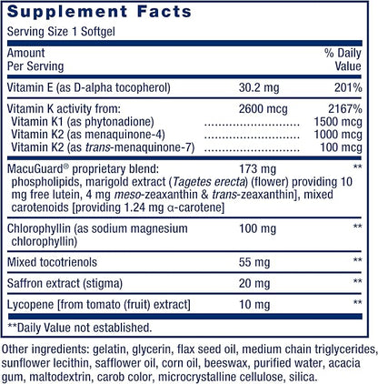 Life Extension Once-Daily Health Booster, vitamins K1 & K2, phospholipids, 1 daily, 30 softgels